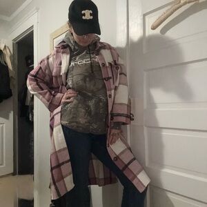 Plaid Pink Women's Coat